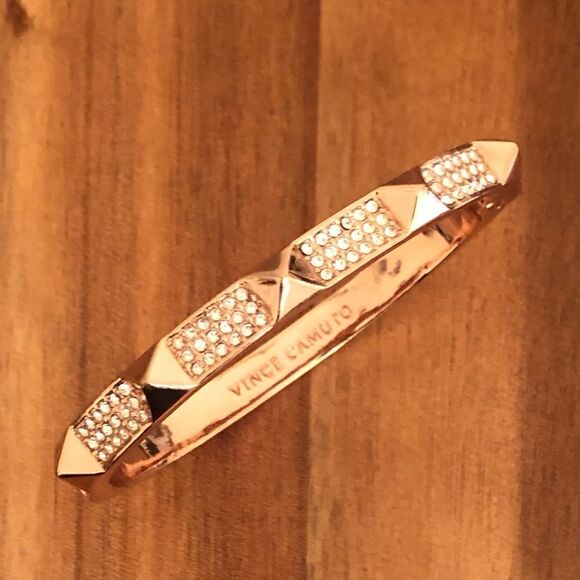 Vince Camuto | Pyramid Pave Bangle | Rose Gold | 2.25” Inner Diameter - Picture 1 of 5